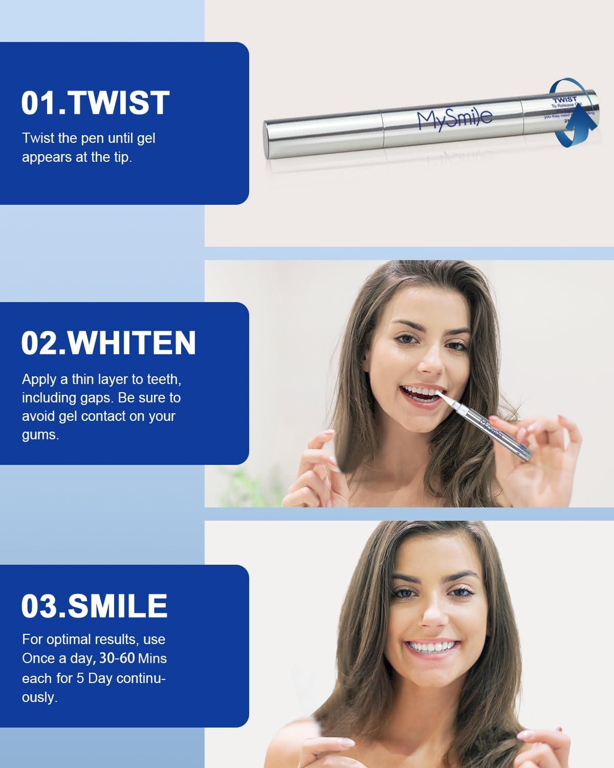 image:imageMySmile 1Pcs 28LED Teeth Whitening LED Light 3 Pcs Teeth Whitening Gel 2Pcs Tooth Whitening Pen 10 Min NonSensitive Fast Teeth Whitener Restores Your Gleaming White Smile