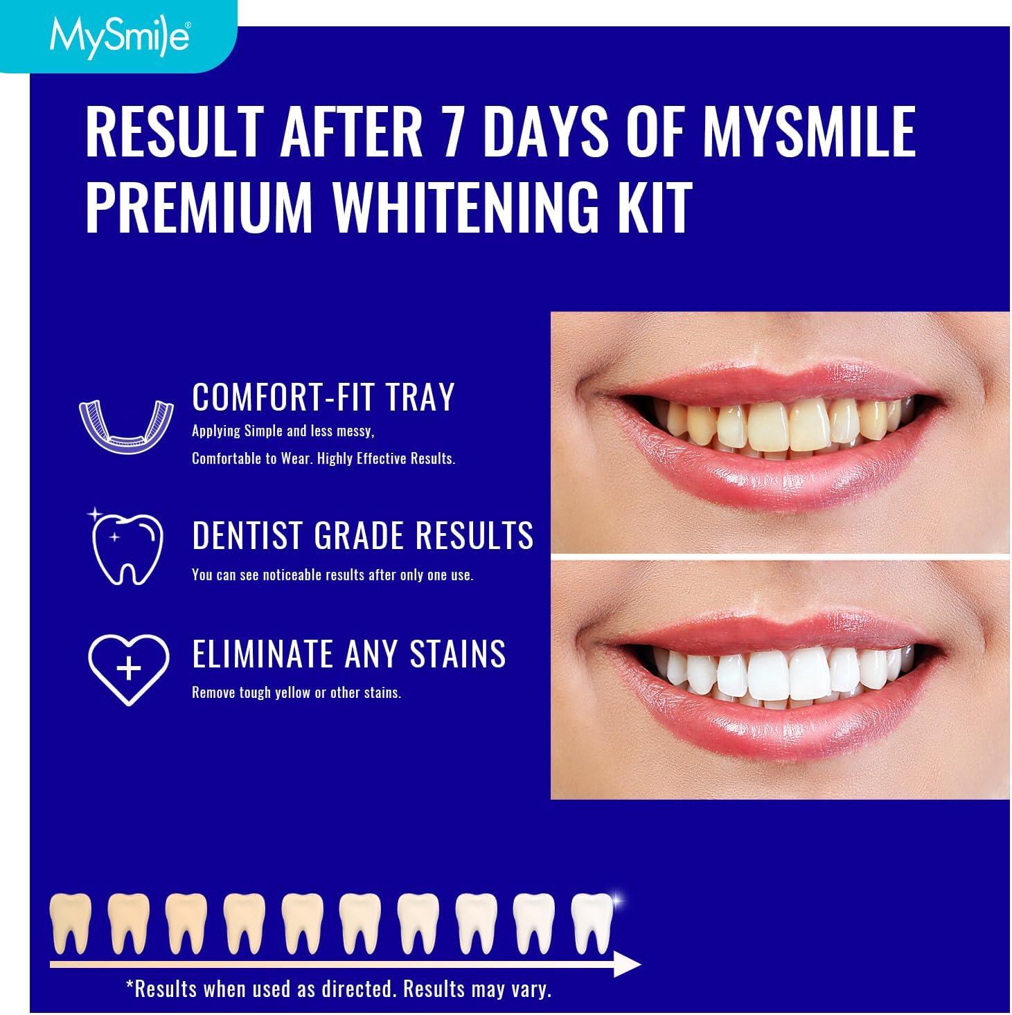 image:imageMySmile 7 Treatments Prefilled Teeth Whitening Trays Kit with 12 Hydrogen Peroxide Whiter Gel for Sensitive Tooth FastResult Vegan Teeth Whitener UWraps Tooth Stain Remover Mint Flavor2 Count Pack of 7