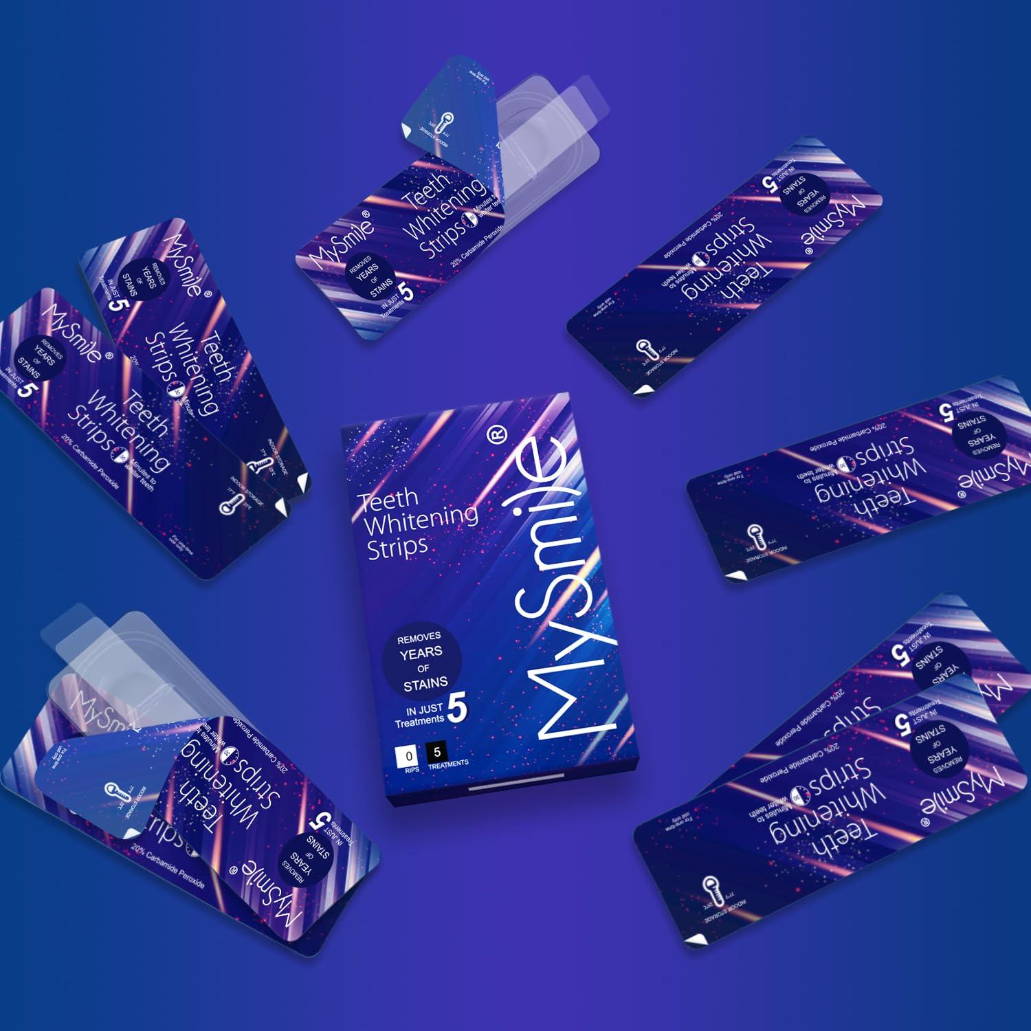 image:imageMySmile Advanced Teeth Whitening Strips NonSensitive Formulated 5X Plus Whitening Results Safe for Enamel 10 Whitening Strips Dental Stain Remover for Whiter Smile Removes Years of Stains