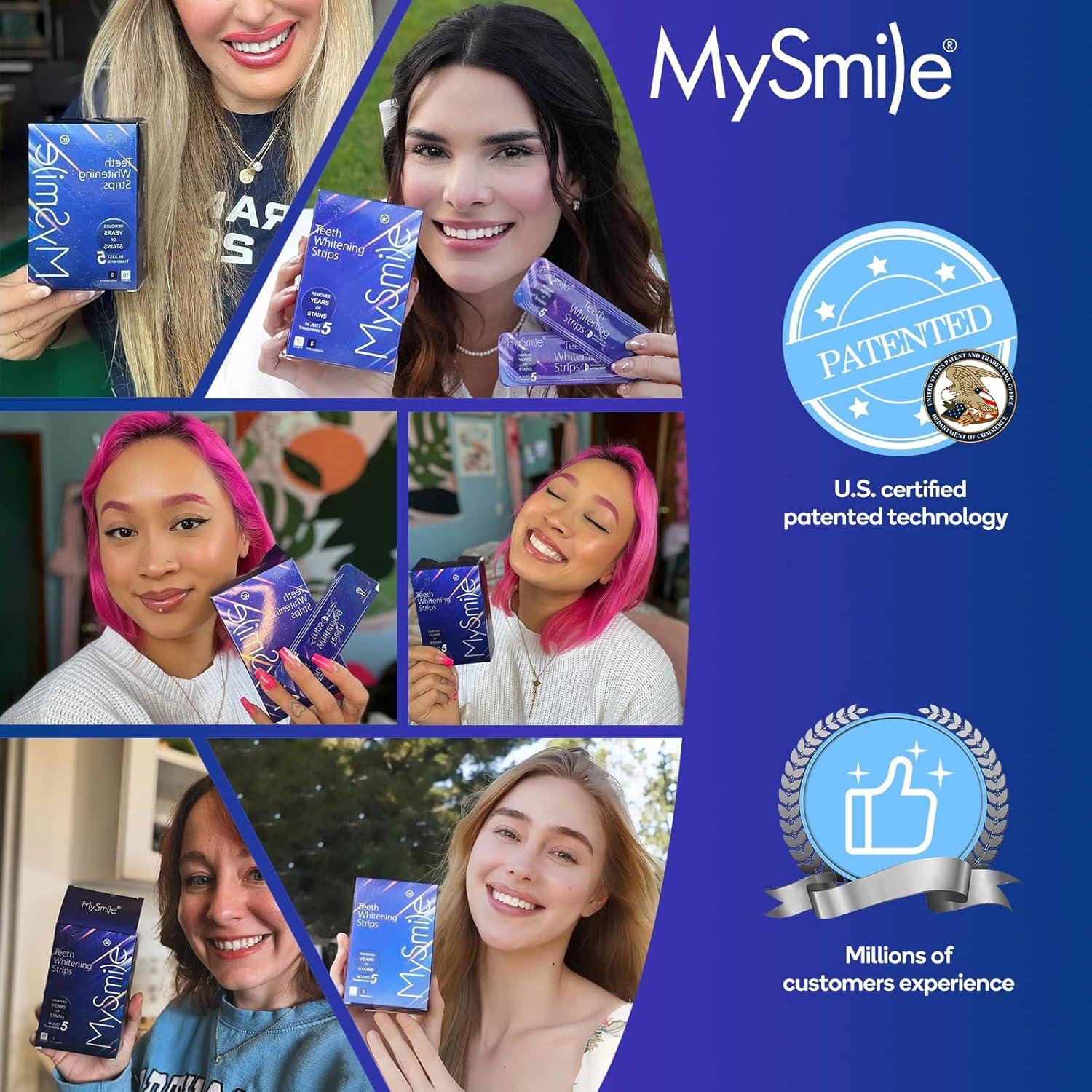 image:imageMySmile Advanced Teeth Whitening Strips NonSensitive Formulated 5X Plus Whitening Results Safe for Enamel 10 Whitening Strips Dental Stain Remover for Whiter Smile Removes Years of Stains