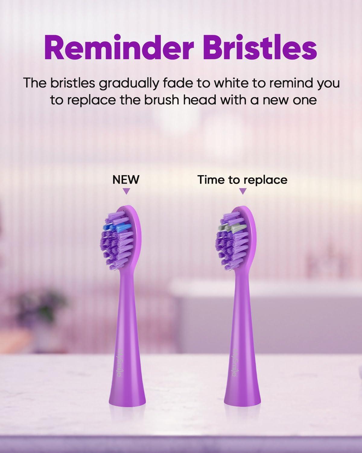 image:imageMySmile DY156 Electric Toothbrush for Adults Rechargeable Sonic Battery Toothbrush Portable with 3 Brush Heads 2 Mins 5 Modes Smart Timer 45000VPM One Charge for 60 Days PinkPurple