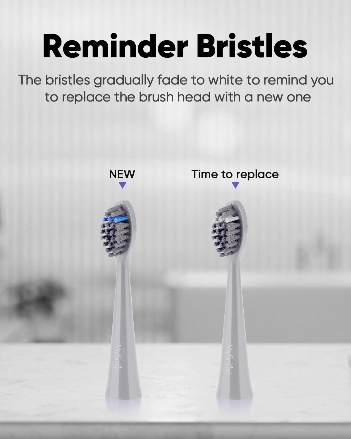 image:imageMySmile DY156 Electric Toothbrush for Adults Rechargeable Sonic Battery Toothbrush Portable with 3 Brush Heads 2 Mins 5 Modes Smart Timer 45000VPM One Charge for 60 Days PinkGray