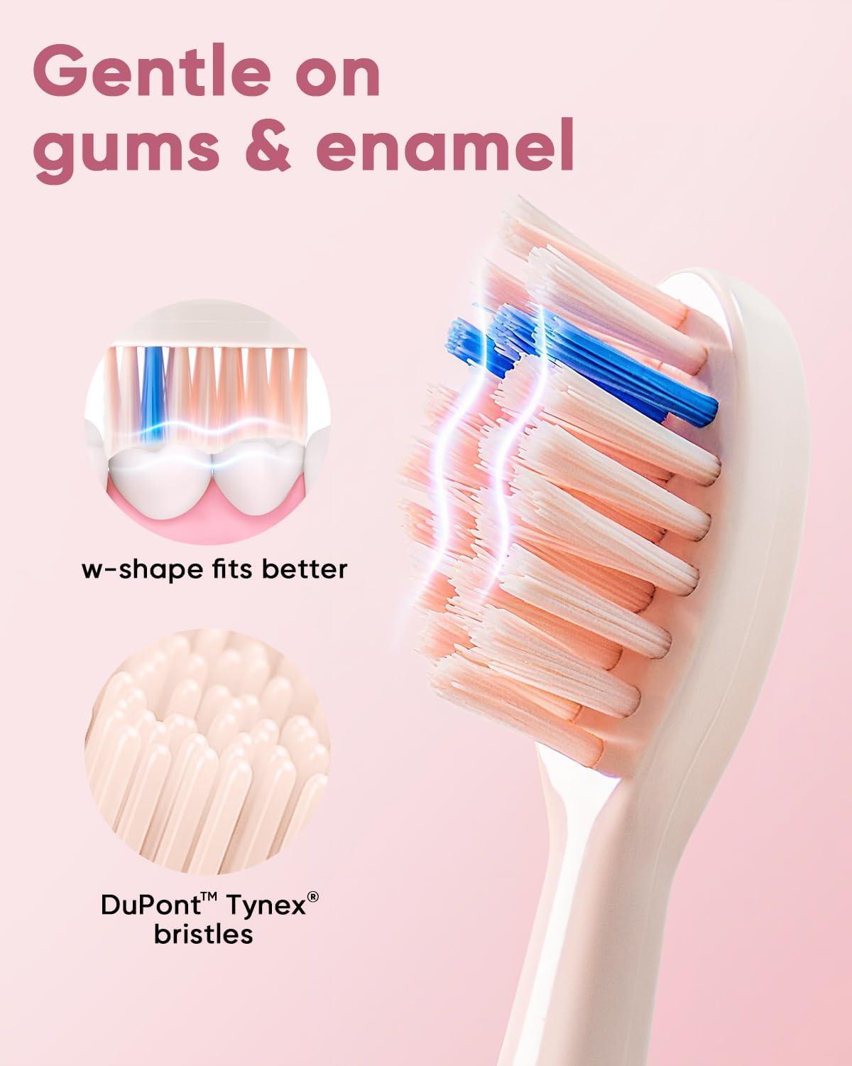 image:imageMySmile DY156 Electric Toothbrush for Adults Rechargeable Sonic Battery Toothbrush Portable with 3 Brush Heads 2 Mins 5 Modes Smart Timer 45000VPM One Charge for 60 Days PinkPink