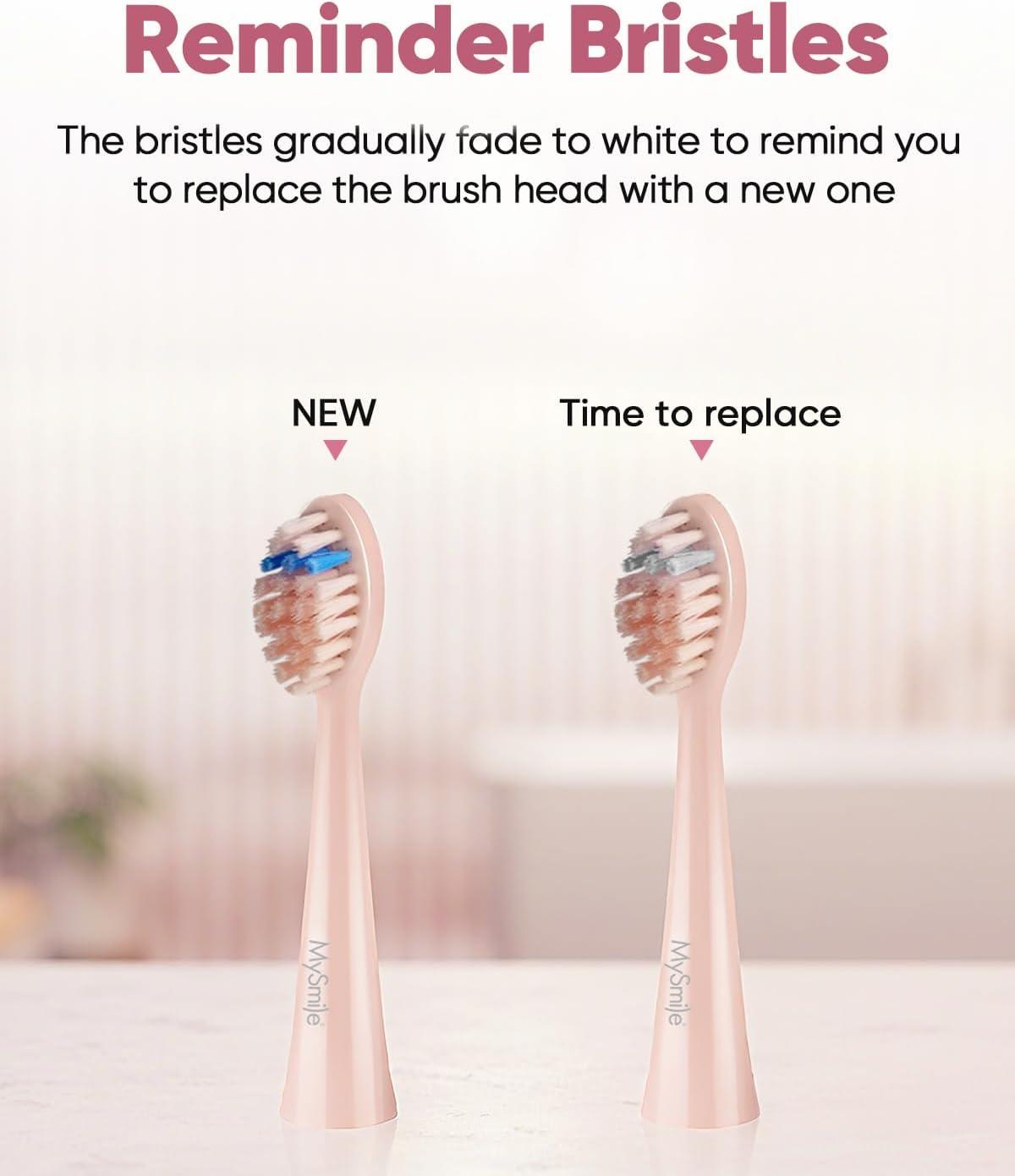 image:imageMySmile DY156 Electric Toothbrush for Adults Rechargeable Sonic Battery Toothbrush Portable with 3 Brush Heads 2 Mins 5 Modes Smart Timer 45000VPM One Charge for 60 Days PinkPink