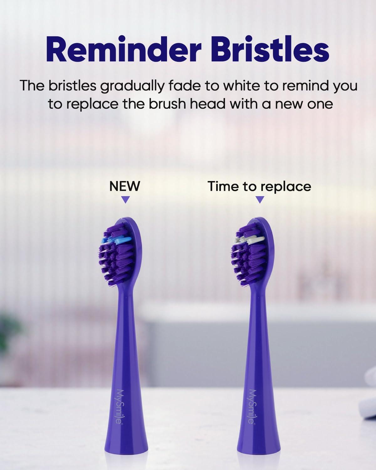 image:imageMySmile DY156 Electric Toothbrush for Adults Rechargeable Sonic Battery Toothbrush Portable with 3 Brush Heads 2 Mins 5 Modes Smart Timer 45000VPM One Charge for 60 Days PinkViolet