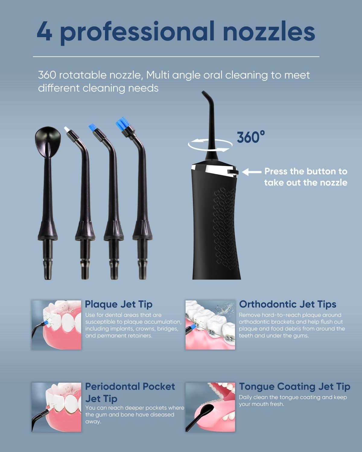 image:imageMySmile LP211 Cordless Advanced Water Flossers for Teeth 5 Cleaning Modes Rechargeable Power Dental Flosser 8 Replacement Jet Tips IPX 7 Waterproof Dental Irrigador with Portable Travel Storage PouchBlack