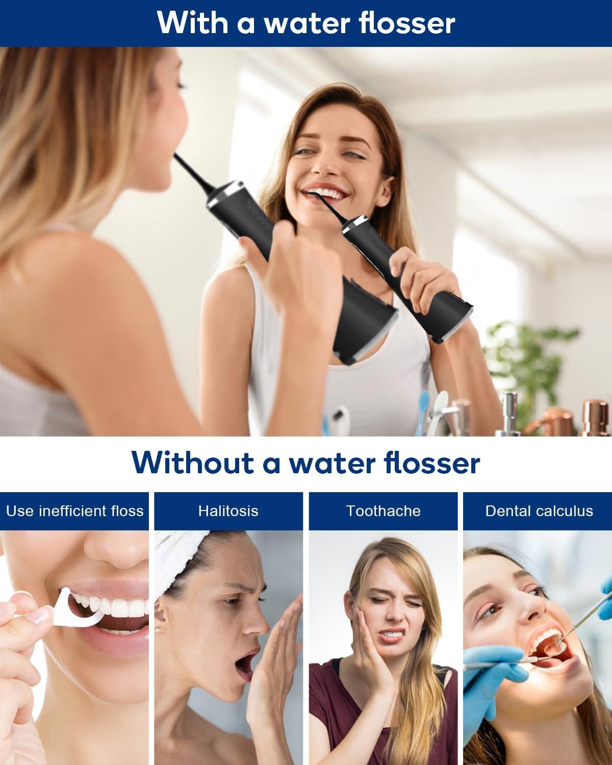 image:imageMySmile LP211 Cordless Advanced Water Flossers for Teeth 5 Cleaning Modes Rechargeable Power Dental Flosser 8 Replacement Jet Tips IPX 7 Waterproof Dental Irrigador with Portable Travel Storage PouchBlack