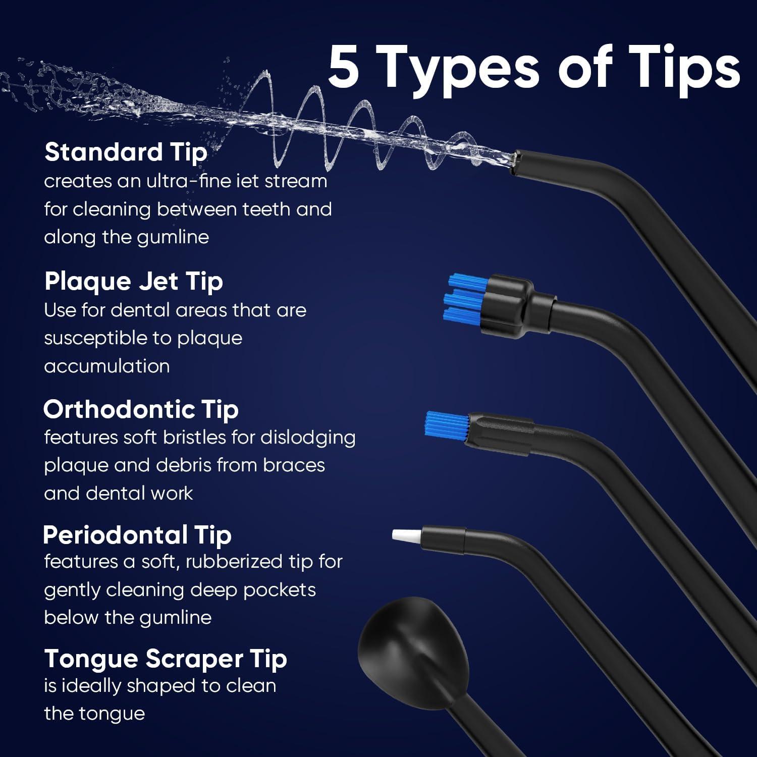 image:imageMySmile LP211 Cordless Water Flossers Portable Rechargeable Oral Irrigator for Teeth Cleaning 5 Cleaning Modes IPX7 Waterproof 8 Replacement Tips and a Storage Pouch Midnight BlackMidnight Black