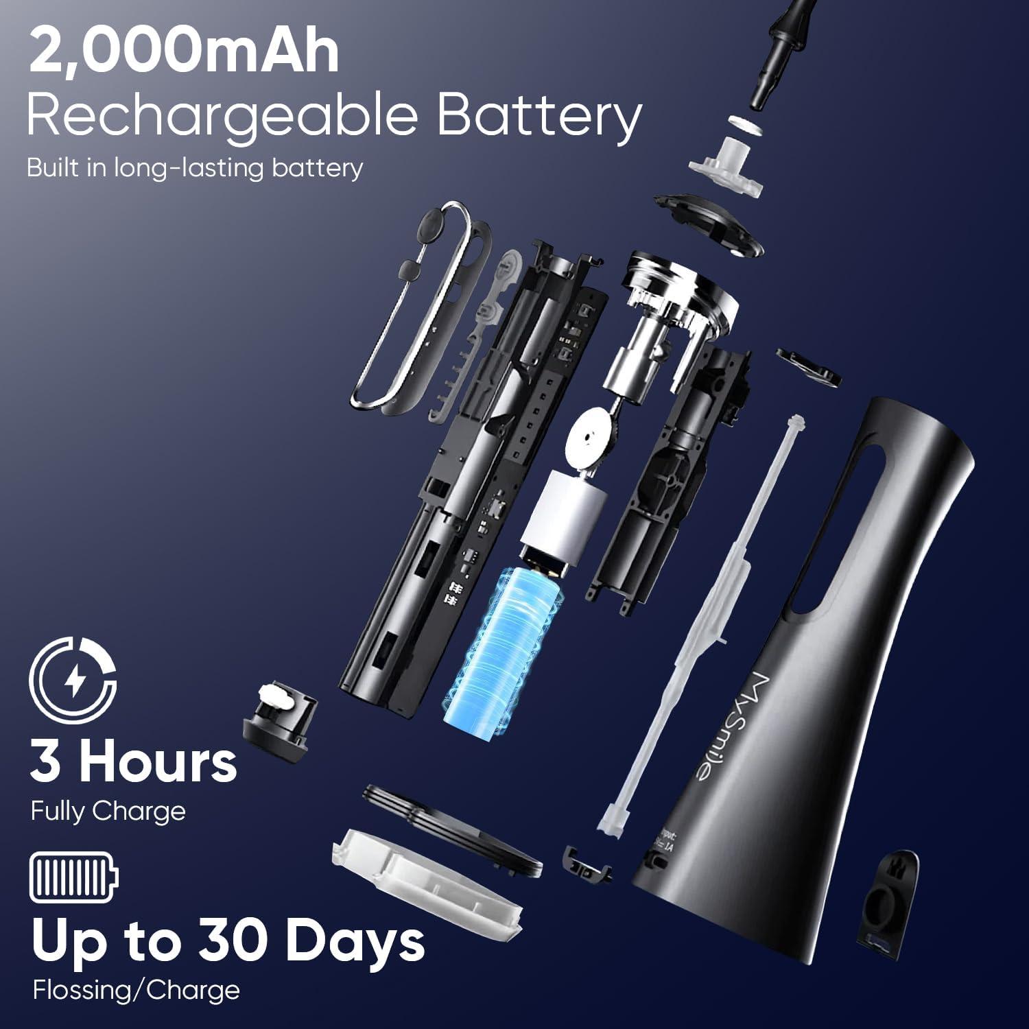 image:imageMySmile LP211 Cordless Water Flossers Portable Rechargeable Oral Irrigator for Teeth Cleaning 5 Cleaning Modes IPX7 Waterproof 8 Replacement Tips and a Storage Pouch Juicy PinkMidnight Black