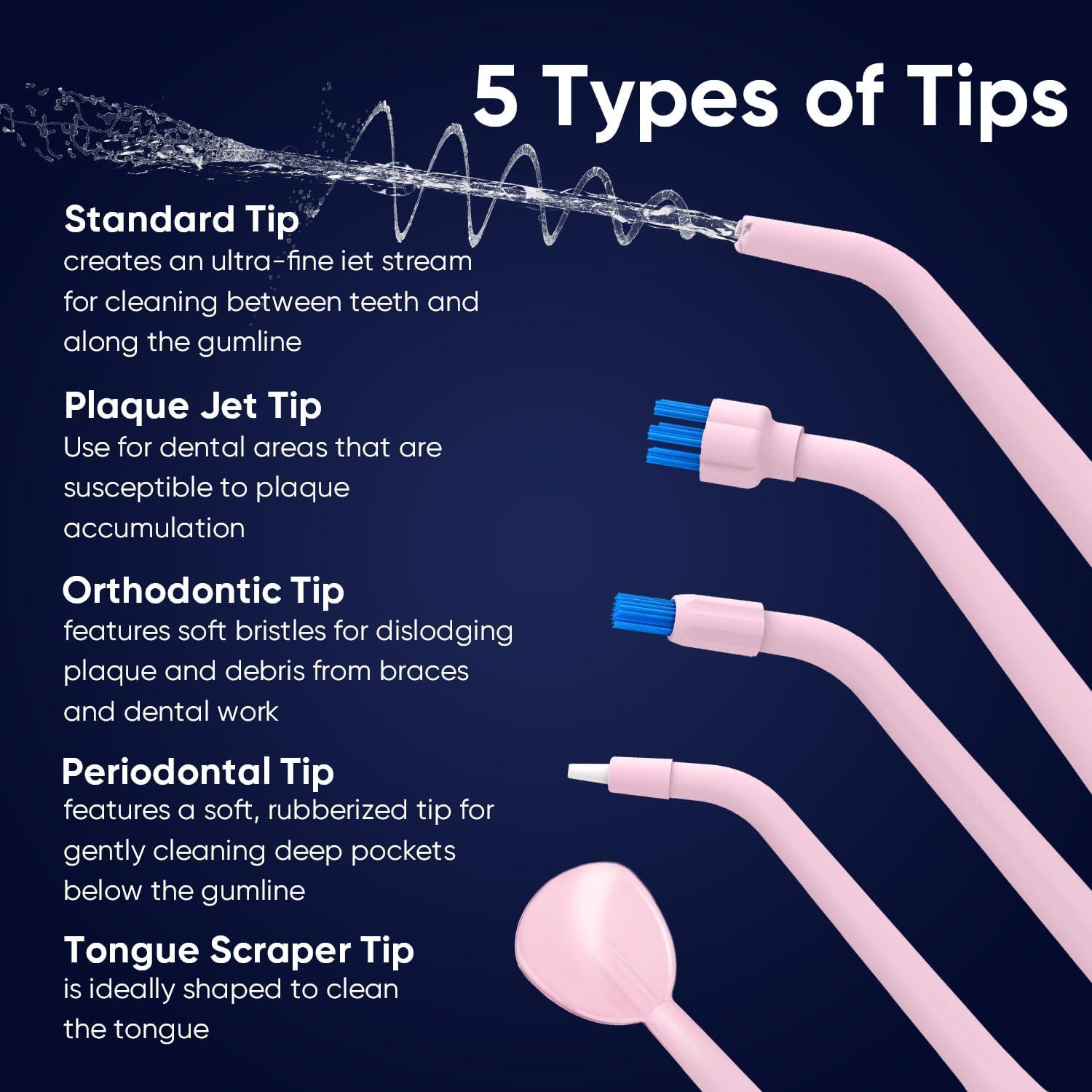 image:imageMySmile LP211 Cordless Water Flossers Portable Rechargeable Oral Irrigator for Teeth Cleaning 5 Cleaning Modes IPX7 Waterproof 8 Replacement Tips and a Storage Pouch Juicy PinkJuicy Pink