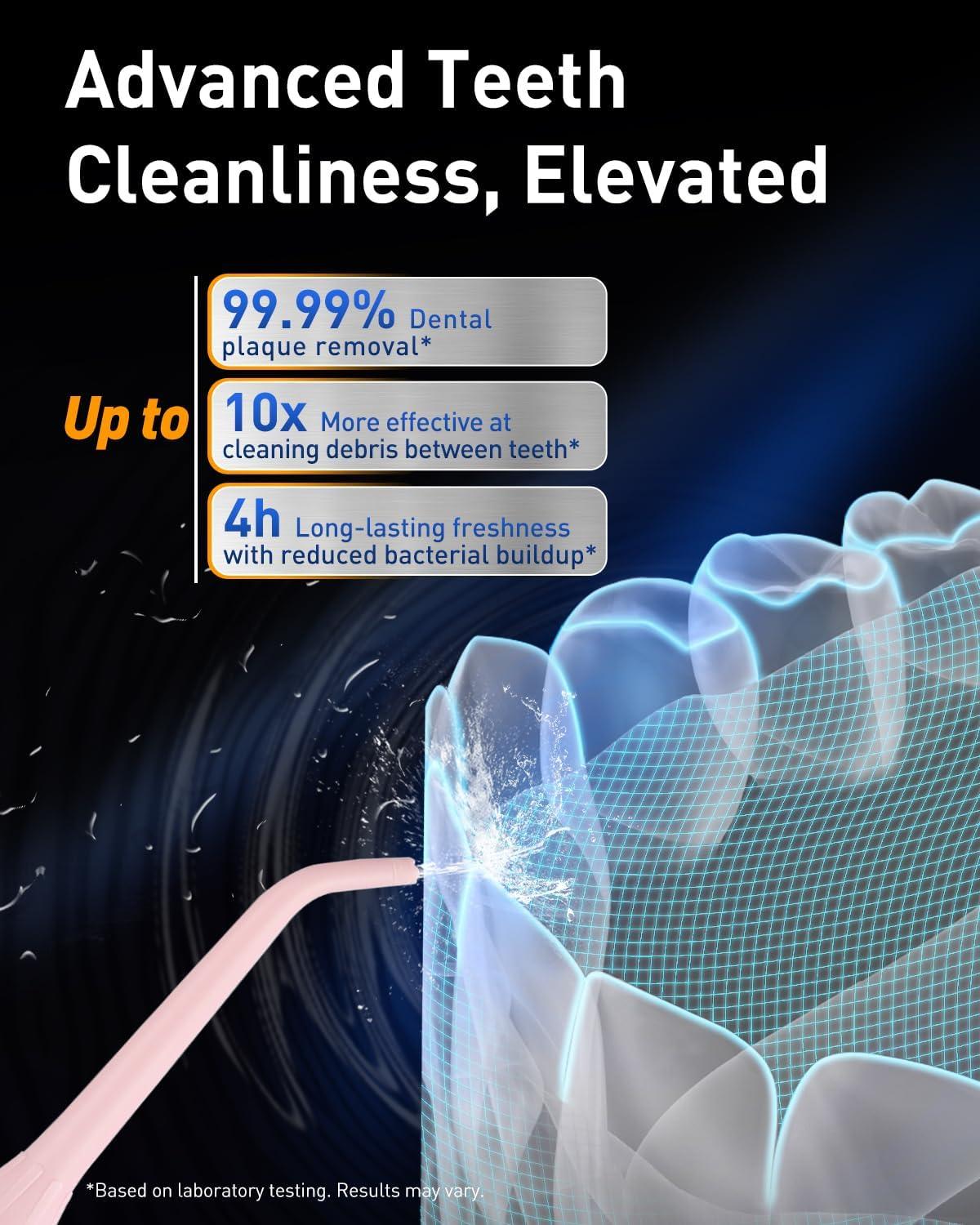 image:imageMySmile LP221 Cordless Water Flossers for Teeth with UVC Light Sanitizer and OLED Display 335ML 4 Modes Water Teeth Cleaner Picks for Teeth Cleaning and Water Flossing Midnight BlackJuicy Pink