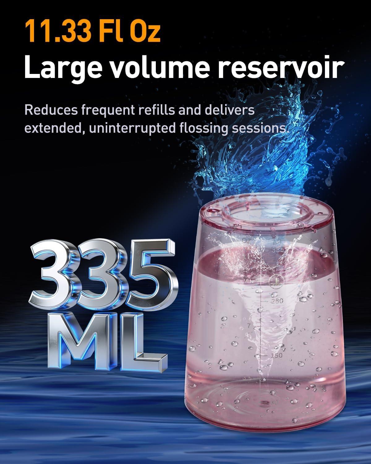 image:imageMySmile LP221 Cordless Water Flossers for Teeth with UVC Light Sanitizer and OLED Display 335ML 4 Modes Water Teeth Cleaner Picks for Teeth Cleaning and Water Flossing Juicy PinkJuicy Pink