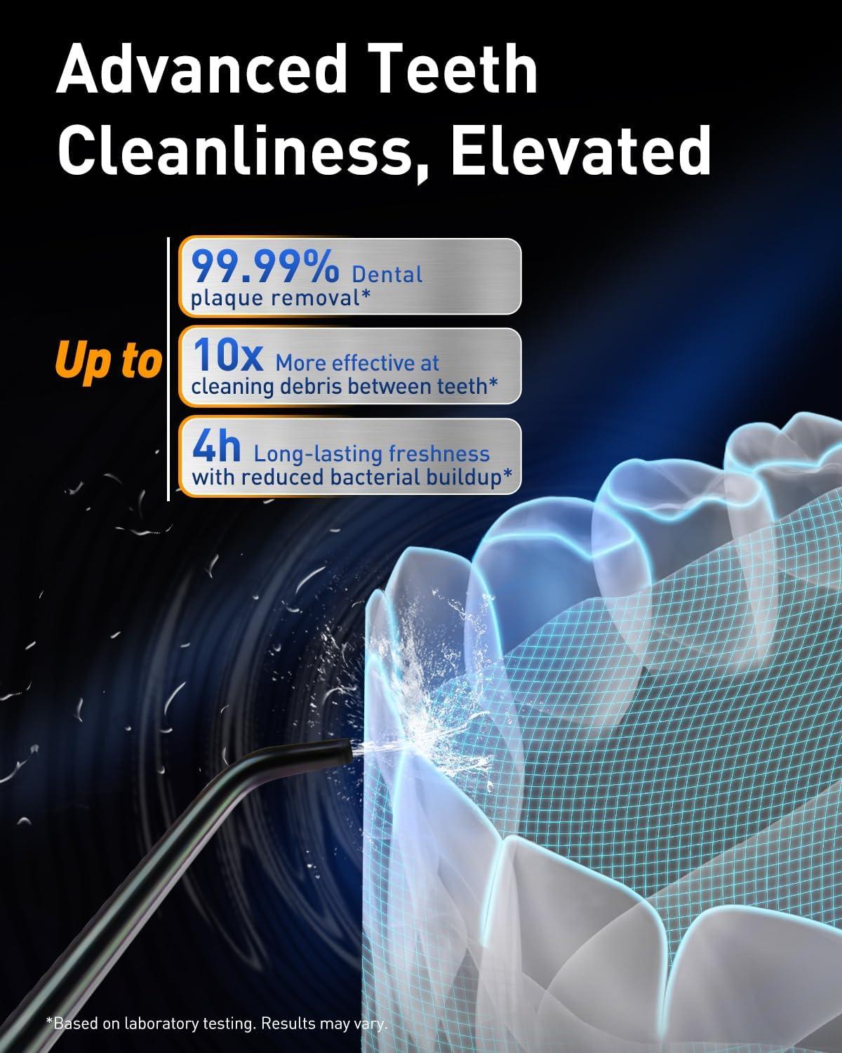image:imageMySmile LP221 Cordless Water Flossers for Teeth with UVC Light Sanitizer and OLED Display 335ML 4 Modes Water Teeth Cleaner Picks for Teeth Cleaning and Water Flossing Midnight BlackMidnight Black