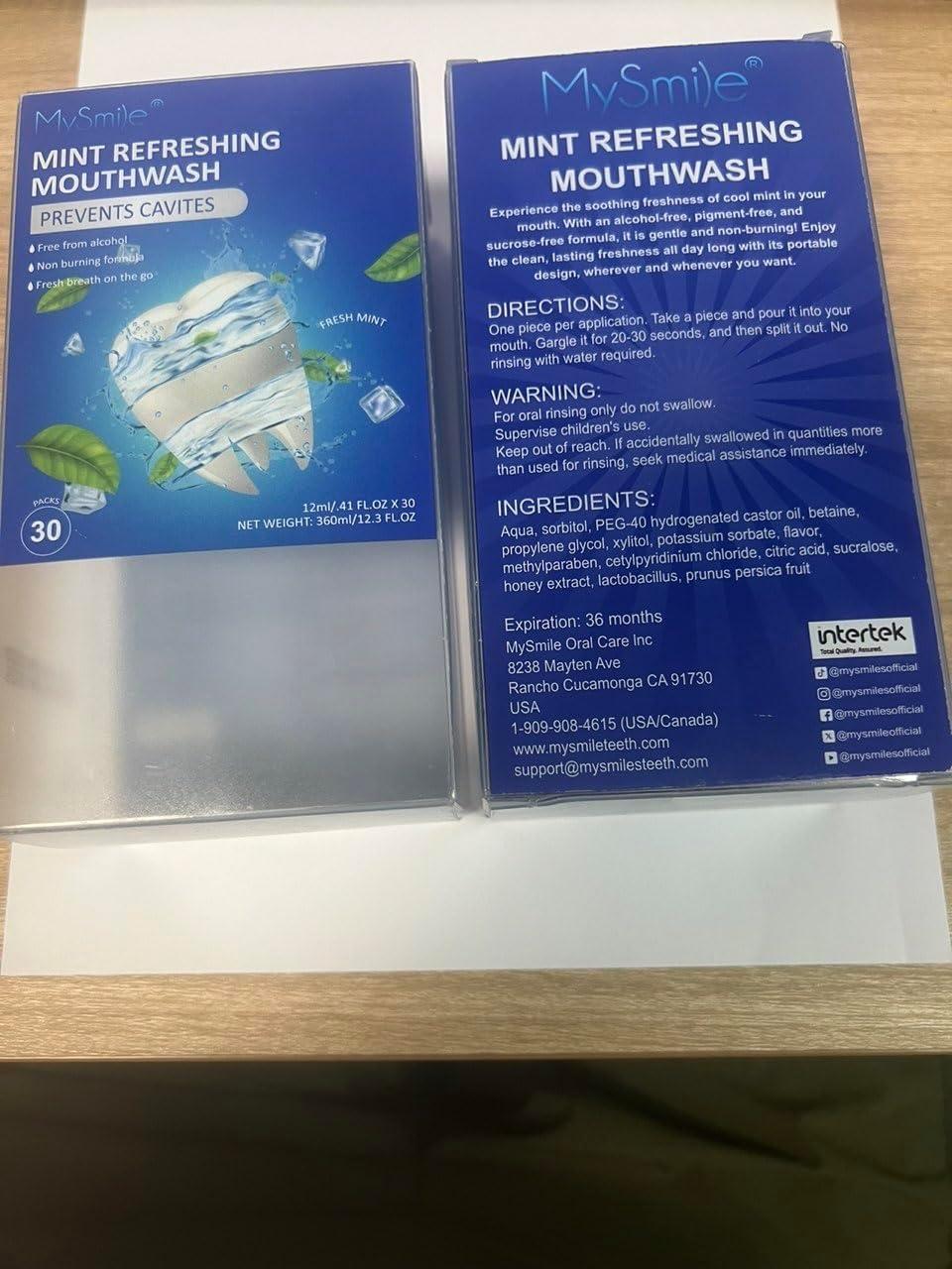 image:imageMySmile Mouthwash Alcohol Free Mouth Wash for Adults Travel Mouthwash Oral Rinse Helps Kill 99 of Bad Breath Germs Prevents Cavities Fluoride Free Fresh Mint 30 UsesRefreshing Mouthwash