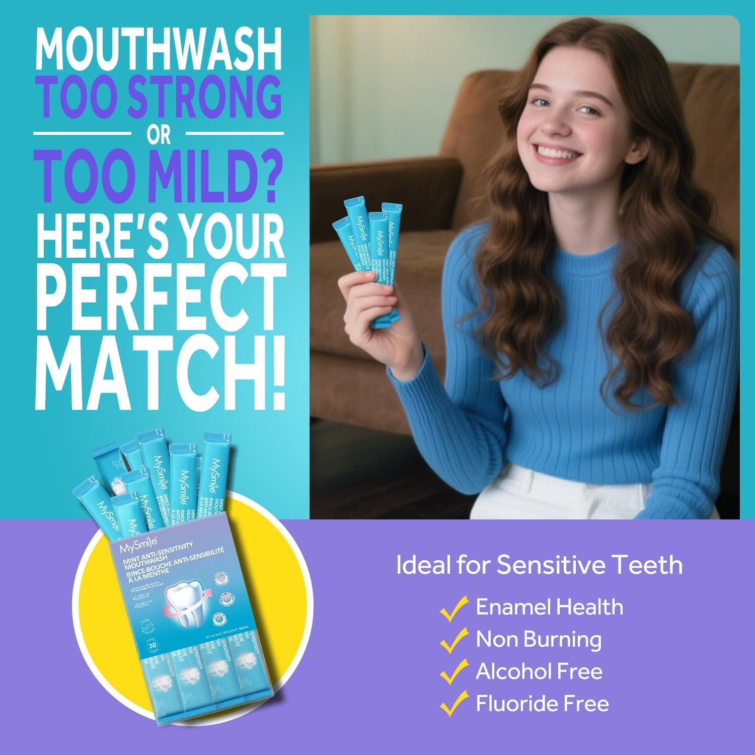 image:imageMySmile Mouthwash Alcohol Free Mouth Wash for Adults Travel Mouthwash Oral Rinse Helps Kill 99 of Bad Breath Germs Prevents Cavities Fluoride Free Fresh Mint 30 UsesAntisensitivity Mouthwash