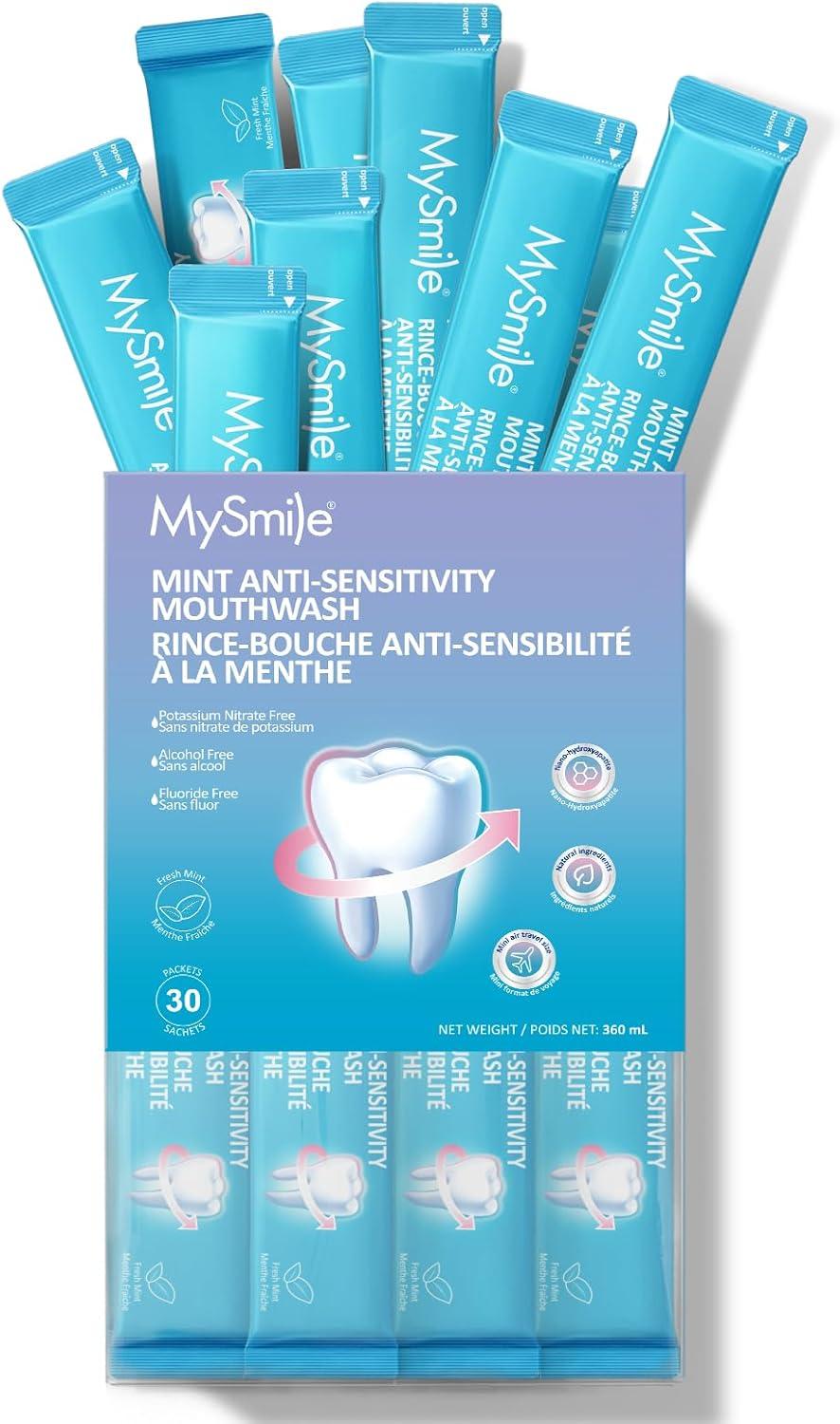 image:imageMySmile Mouthwash Alcohol Free Mouth Wash for Adults Travel Mouthwash Oral Rinse Helps Kill 99 of Bad Breath Germs Prevents Cavities Fluoride Free Fresh Mint 30 UsesAntisensitivity Mouthwash