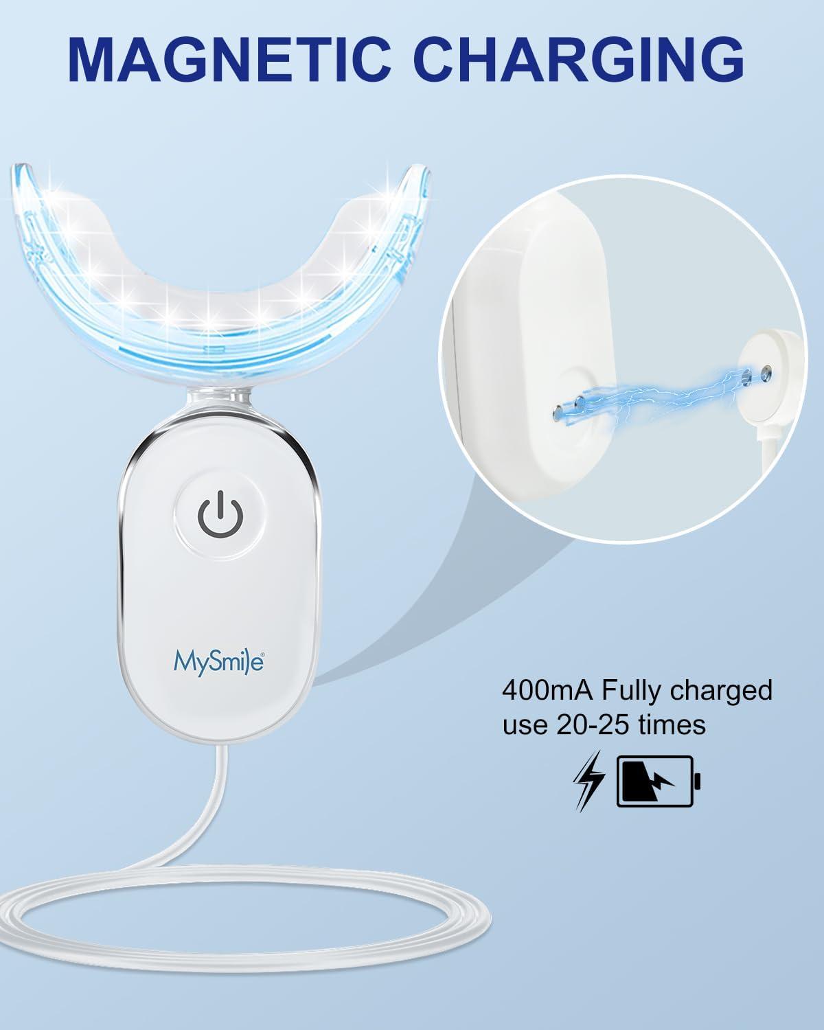 image:imageMySmile Teeth Whitening Accelerator Light 28 LED Blue Light Each 10 Minutes USB Charger Mouth Trays 1 Pcs LED Light amp 4ml Gel1pcs Blue Light