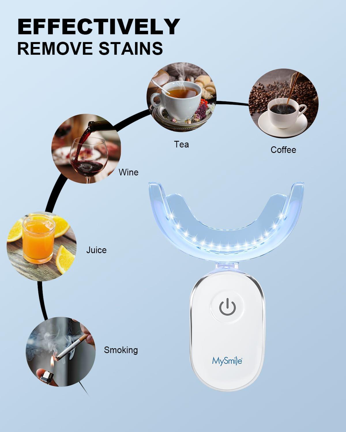 image:imageMySmile Teeth Whitening Accelerator Light 28 LED Blue Light Each 10 Minutes USB Charger Mouth Trays 1 Pcs LED Light amp 4ml Gel1pcs Blue Light