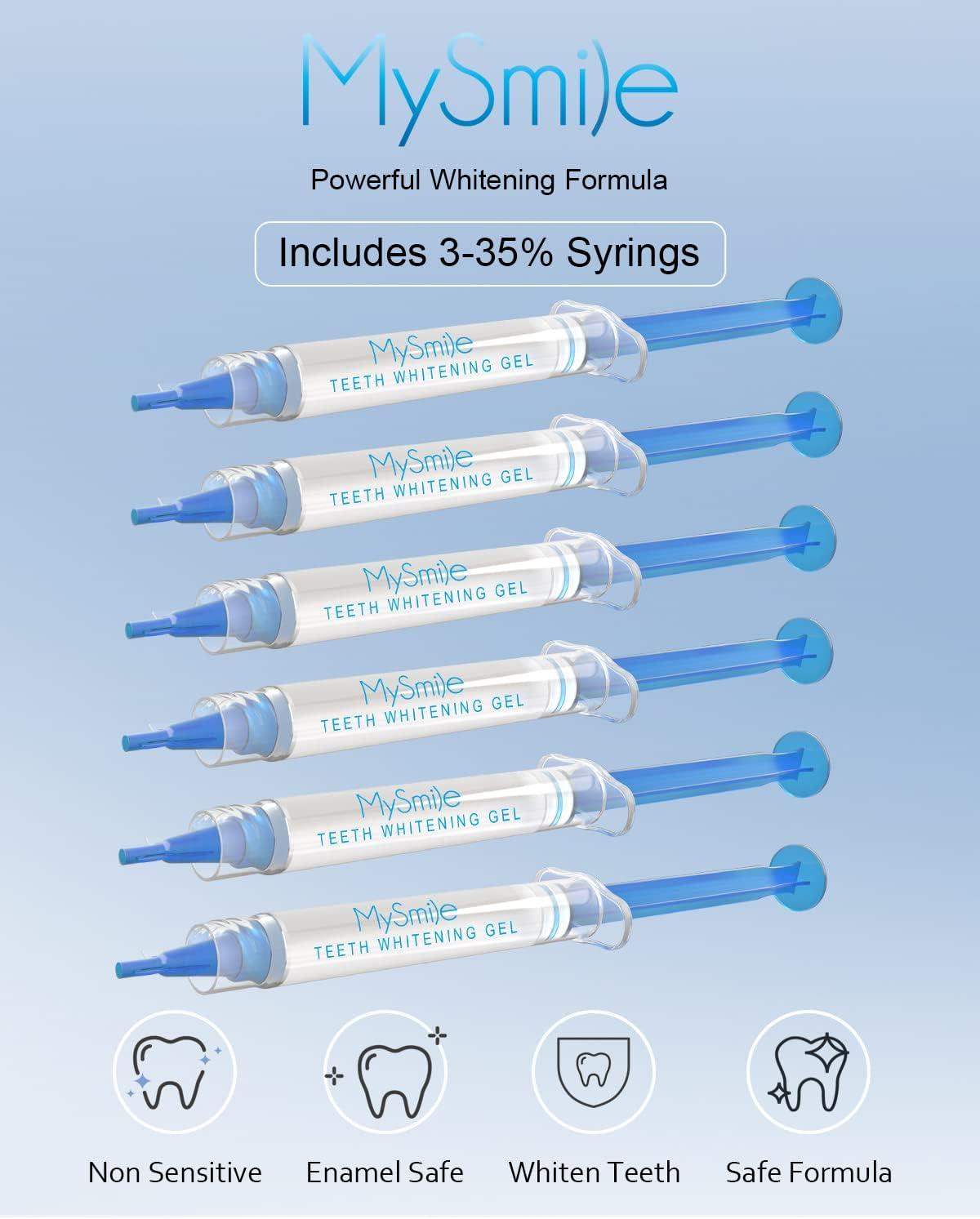 image:imageMySmile Teeth Whitening Kit with LED Light 6 NonSensitive Teeth Whitening GelTeeth Whitener Dental Grade Tooth Whitening Gel for Tray 10 min Fast Result Whitening
