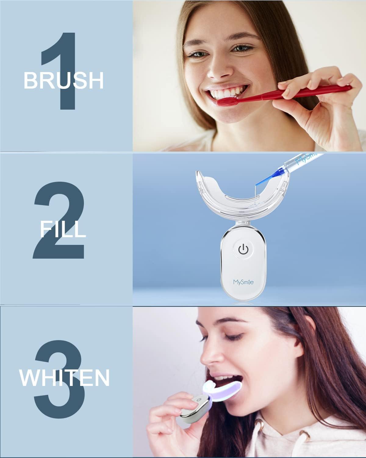 image:imageMySmile Teeth Whitening Light3 NonSensitive Teeth Whitening Gel Refill Pack10 Minute Treatment Teeth Whitening Products28x Powerful Blue LED Light for Whitening Teeth