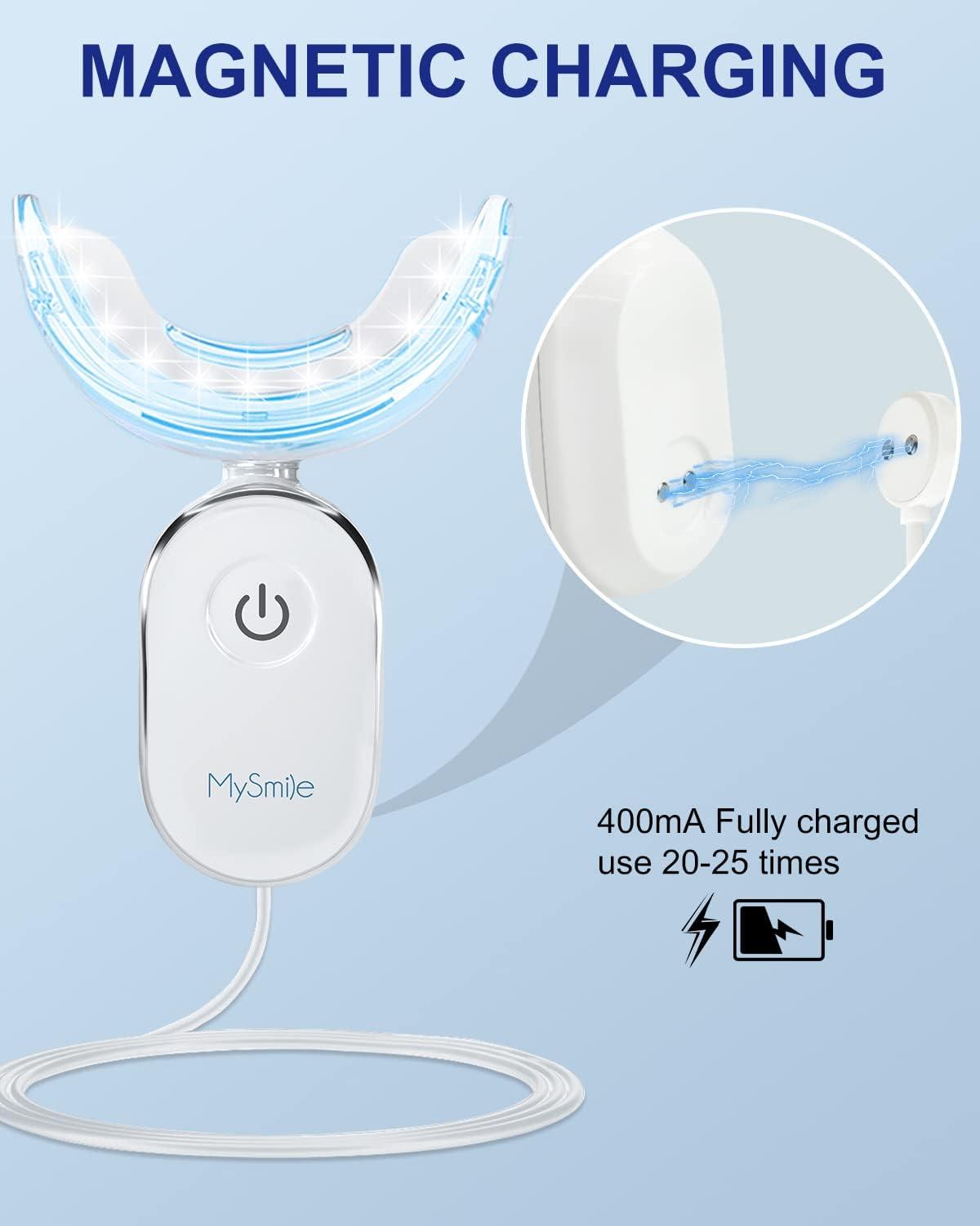 image:imageMySmile Teeth Whitening Light3 NonSensitive Teeth Whitening Gel Refill Pack10 Minute Treatment Teeth Whitening Products28x Powerful Blue LED Light for Whitening Teeth