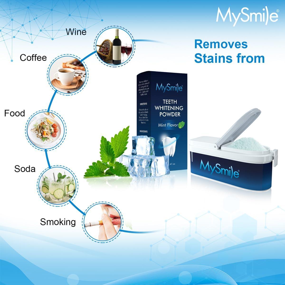 image:imageMySmile Teeth Whitening Powder for Tooth Whitening Toothpaste Natural Powder Teeth Whitener Enamel Safe Whitening Tooth Cleaning Powder Tooth Stain Remover and Polisher Fresh MintBlue