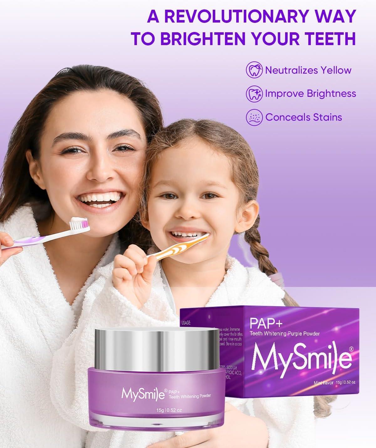 image:imageMySmile Teeth Whitening Powder for Tooth Whitening Toothpaste Natural Powder Teeth Whitener Enamel Safe Whitening Tooth Cleaning Powder Tooth Stain Remover and Polisher Fresh MintBright Purple