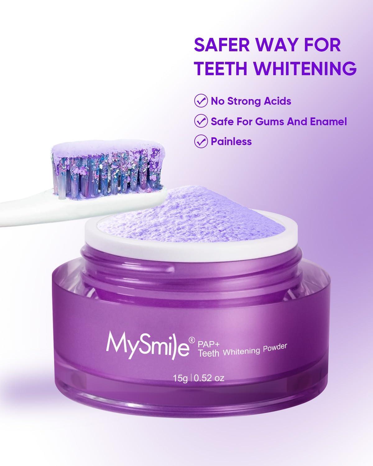 image:imageMySmile Teeth Whitening Powder for Tooth Whitening Toothpaste Natural Powder Teeth Whitener Enamel Safe Whitening Tooth Cleaning Powder Tooth Stain Remover and Polisher Fresh MintBright Purple
