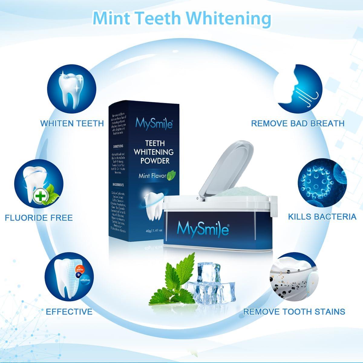 image:imageMySmile Teeth Whitening Powder for Tooth Whitening Toothpaste Natural Powder Teeth Whitener Enamel Safe Whitening Tooth Cleaning Powder Tooth Stain Remover and Polisher Fresh MintBlue