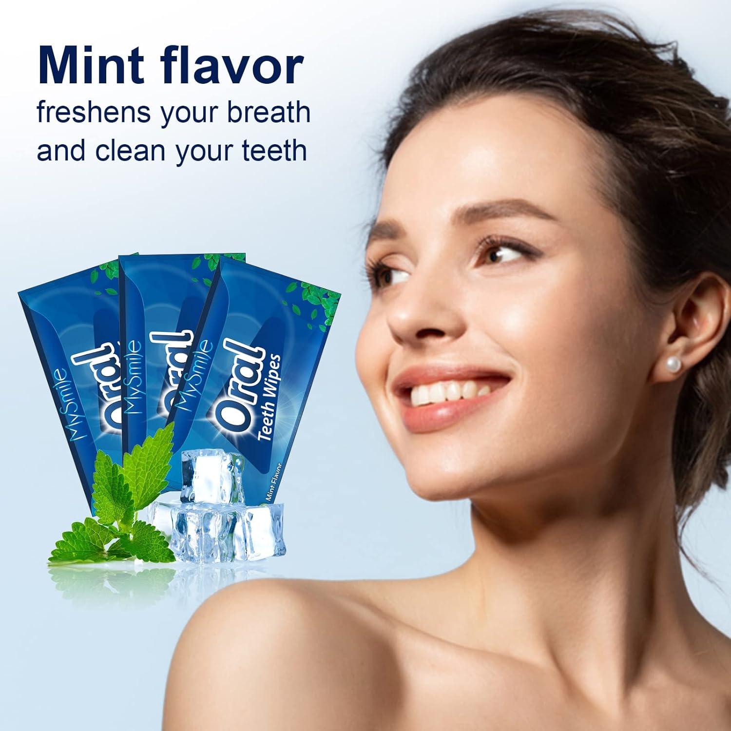 image:imageMySmile Teeth Wipes 100pcs Disposal Finger Brush Deep Cleaning Wipes Oral Brush Ups Tooth Wipes For Teeth Cleaning Oral Freshes Mint FlavorBlue