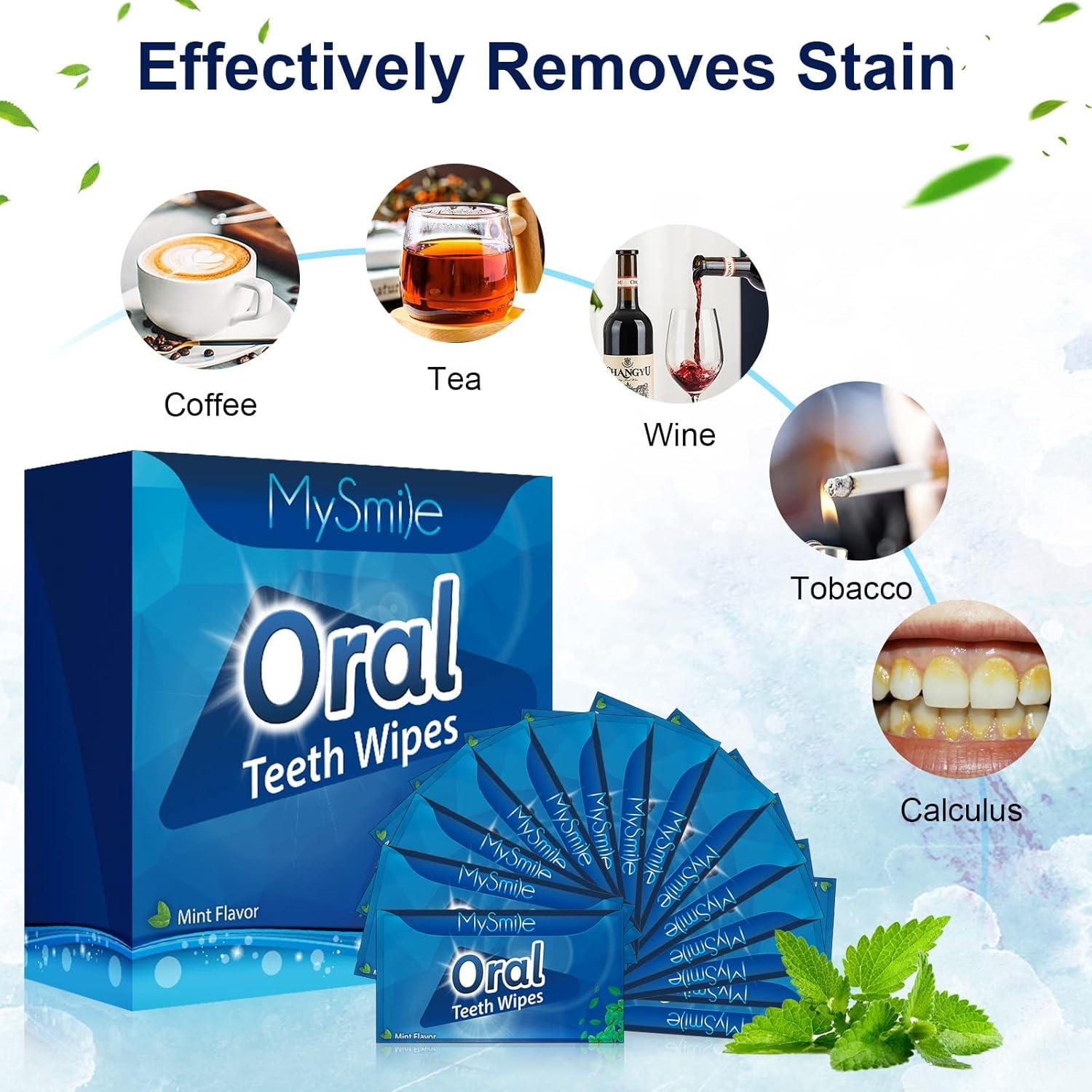 image:imageMySmile Teeth Wipes 100pcs Disposal Finger Brush Deep Cleaning Wipes Oral Brush Ups Tooth Wipes For Teeth Cleaning Oral Freshes Mint FlavorBlue