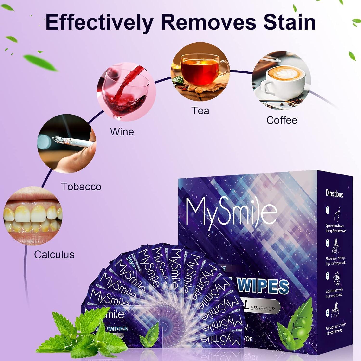 image:imageMySmile Teeth Wipes 100pcs Disposal Finger Brush Deep Cleaning Wipes Oral Brush Ups Tooth Wipes For Teeth Cleaning Oral Freshes Mint FlavorPurple