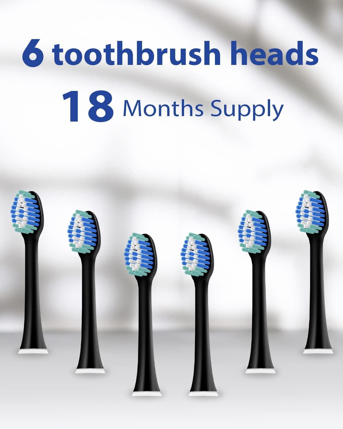 image:imageMySmile UC605 Electric Toothbrush Replacement Heads 6 Packs WhiteBlack