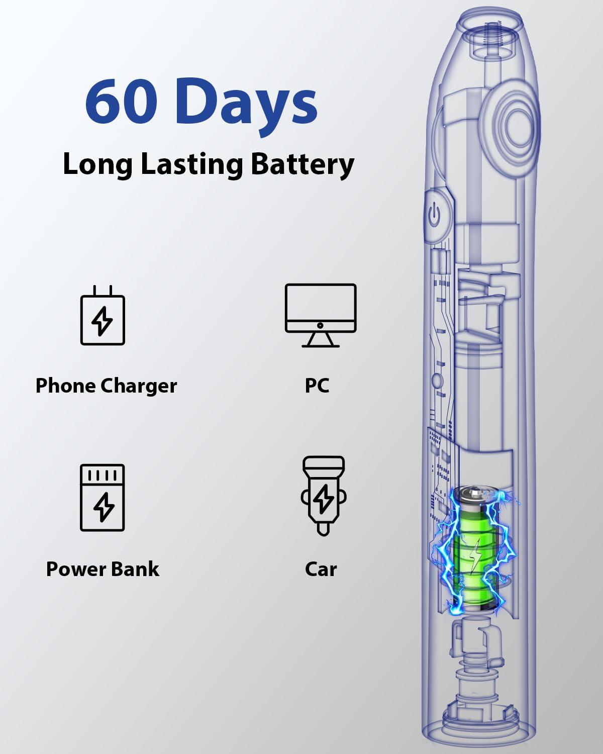 image:imageMySmile UC605 Electric Toothbrush and Teeth Whitening Powder Rechargeable Sonic Electronic Toothbrush with 6 Brush Heads and Travel Case 2 Mins 5 Modes Smart Timer 48000VPM Black