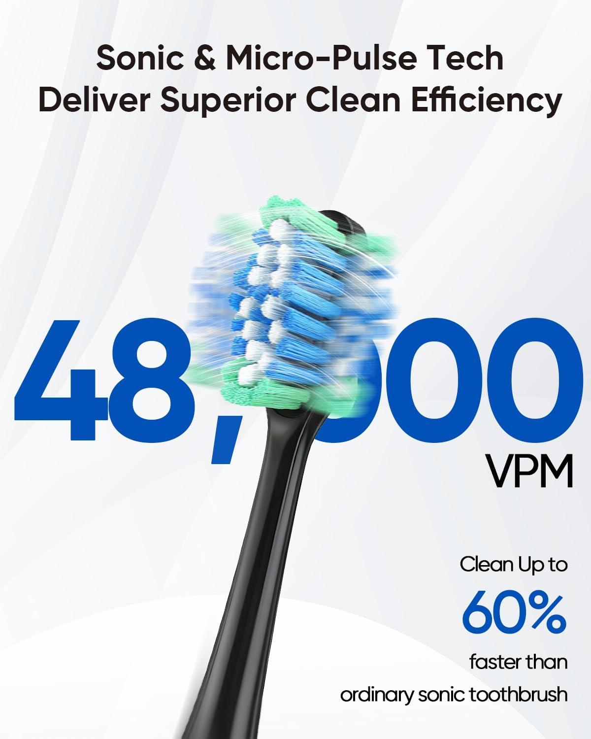 image:imageMySmile UC605 Electric Toothbrush for Adults Rechargeable Sonic Electronic Toothbrush with 6 Brush Heads and Travel Case 2 Mins 5 Modes Smart Timer 48000VPM BlackBlack