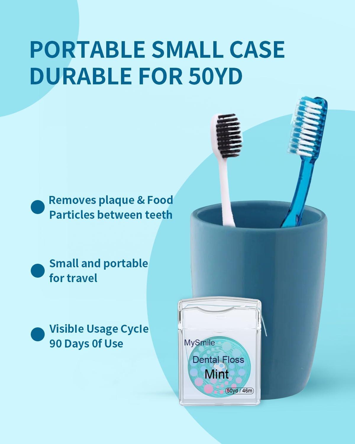 image:imageMySmile Woven Dental Floss Effective Plaque Removal Cruelty Free Tooth Floss Mint Waxed Expanding Vegan KidFriendly String Floss with Coconut Oil 50 Yards4 Pack