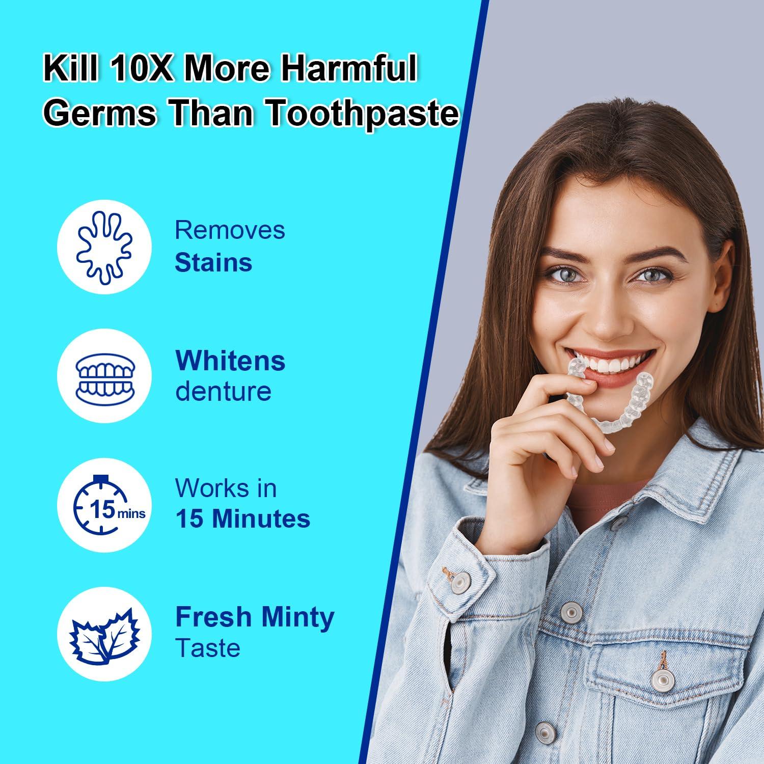 image:imageMysmile Retainer Cleaner with 120 Denture Cleaning Tablets 3 Min Faster Denture Cleaner Removes Plaque Odors Stains from Aligner Invisalign Mouth Guard Night Guard