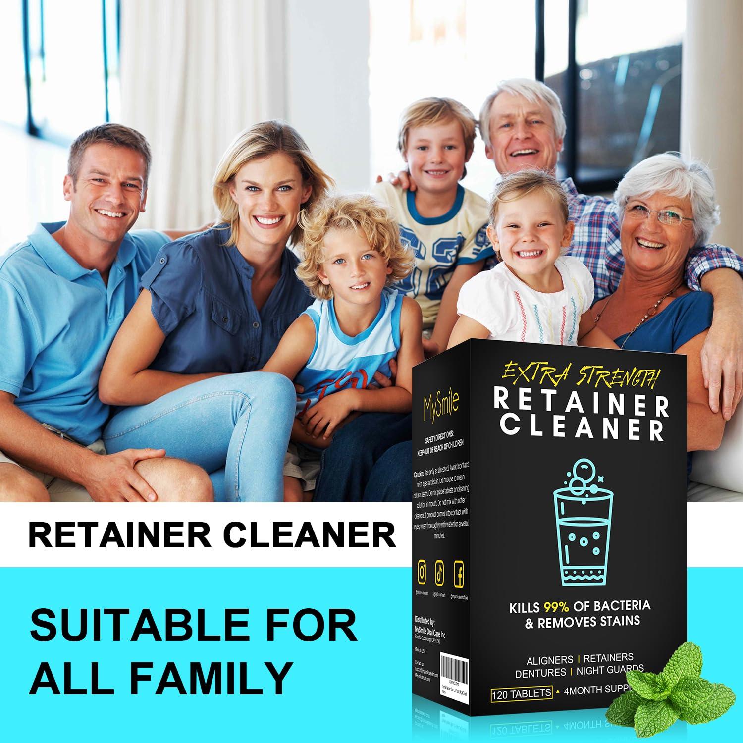 image:imageMysmile Retainer Cleaner with 120 Denture Cleaning Tablets 3 Min Faster Denture Cleaner Removes Plaque Odors Stains from Aligner Invisalign Mouth Guard Night Guard