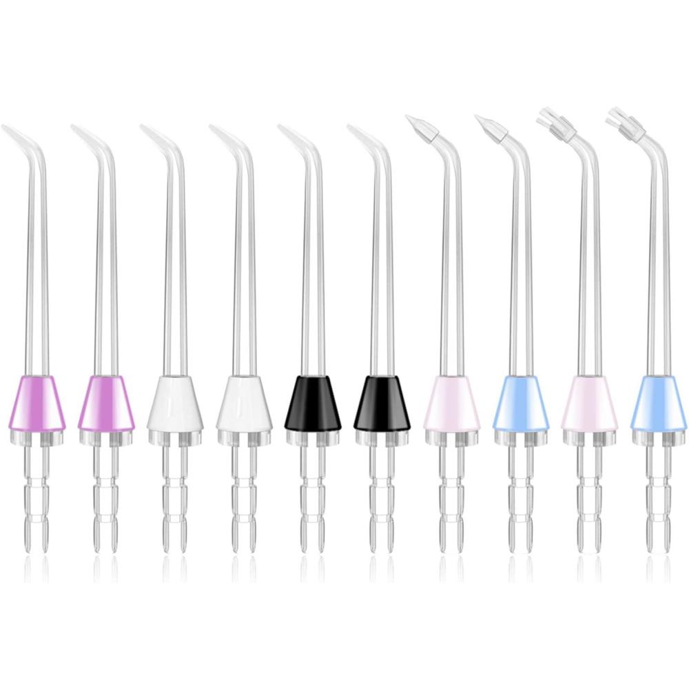 image:imageMySmile 10 PCS Replacement Jet Tips Oral Irrigator Nozzle Set Compatible with Water Flosser by Waterpik and Mocel Includes Classic Tips Periodontal Pocket Tips and Plaque Seeker Tips