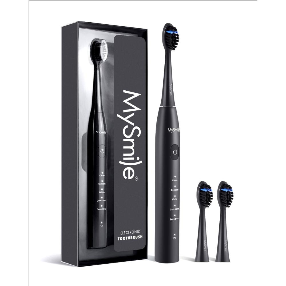 image:imageMySmile DY156 Electric Toothbrush for Adults Rechargeable Sonic Battery Toothbrush Portable with 3 Brush Heads 2 Mins 5 Modes Smart Timer 45000VPM One Charge for 60 Days PinkBlack