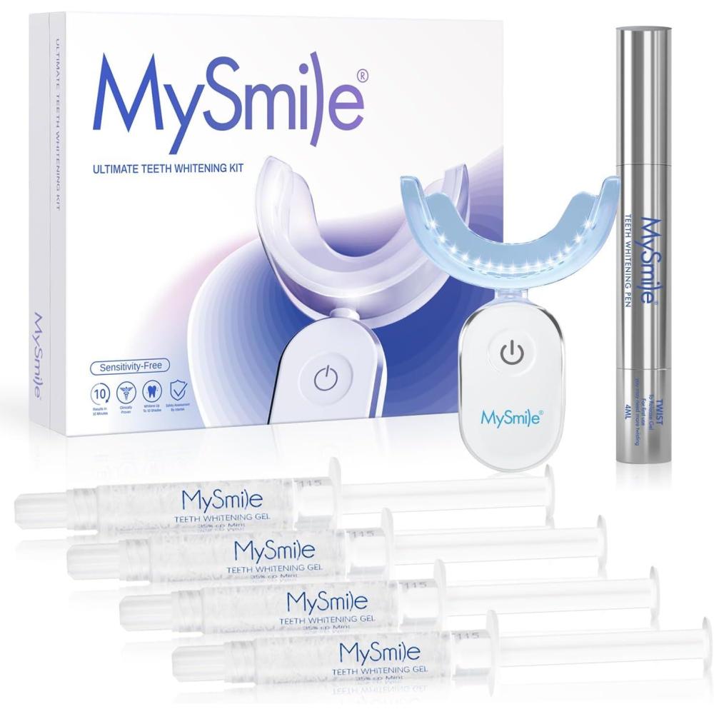image:imageMySmile Deluxe 10 Min Teeth Whitening Kit with 28 LED Light 35 Carbamide Peroxide Teeth Whitening Gel Helps Remove Years of Stains from Coffee Soda Wines Smoking Food16 Fl Oz Pack of 1
