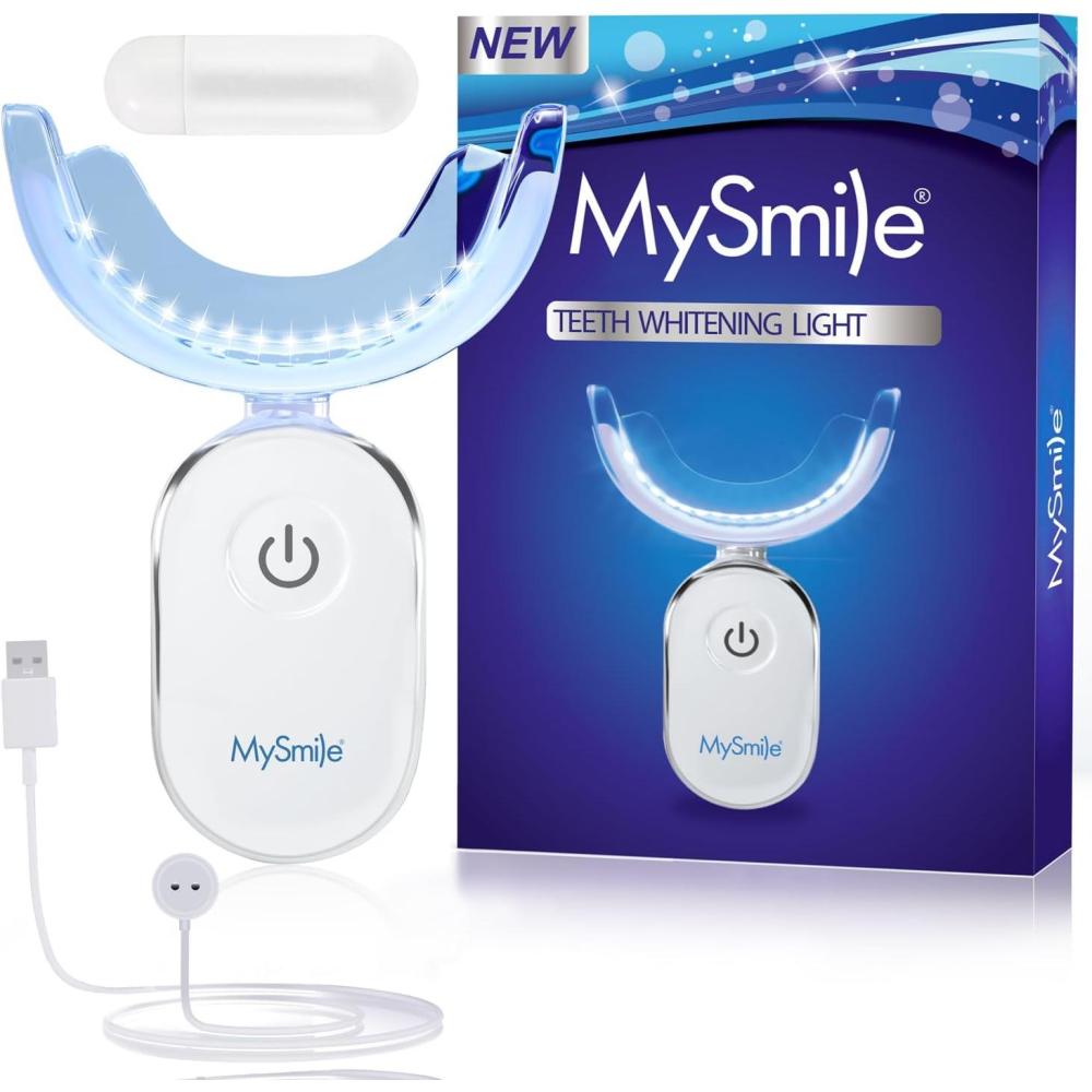 image:imageMySmile Teeth Whitening Accelerator Light 28 LED Blue Light Each 10 Minutes USB Charger Mouth Trays 1 Pcs LED Light amp 4ml Gel1pcs Blue Light