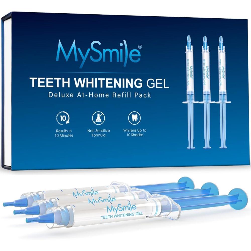 image:imageMySmile Teeth Whitening Gel Pen Refill Pack 3 NonSensitive Teeth Whitening Pen Deluxe Teeth Whitener Dental Grade Tooth Whitening Gel with Carbamide Peroxide for Home Fast ResultPack Of3