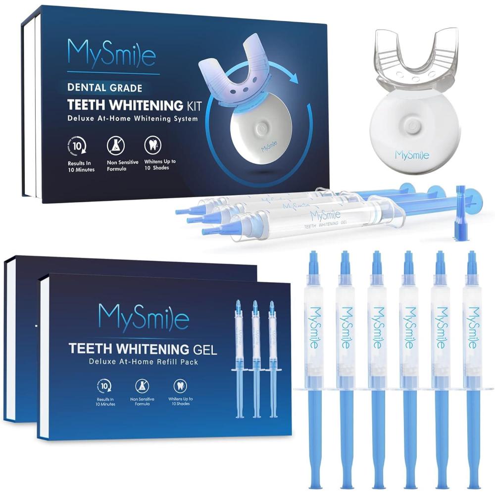 image:imageMySmile Teeth Whitening Kit with LED Light 6 NonSensitive Teeth Whitening GelTeeth Whitener Dental Grade Tooth Whitening Gel for Tray 10 min Fast Result Whitening