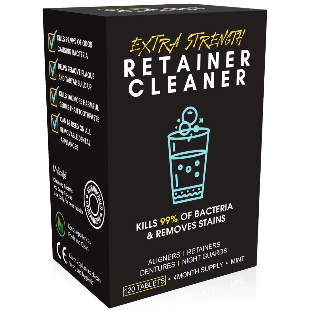 image:imageMysmile Retainer Cleaner with 120 Denture Cleaning Tablets 3 Min Faster Denture Cleaner Removes Plaque Odors Stains from Aligner Invisalign Mouth Guard Night Guard