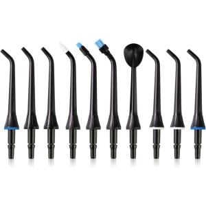 MySmile 10 Pcs Replacement Jet Tips Water Dental Flosser, Oral Irrigator Nozzle Set & Storage Case, Compatible MySmile Cordless Select LP211 and LP221(Black)