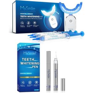 MySmile 1Pcs 28LED Teeth Whitening LED Light – 3 Pcs Teeth Whitening Gel – 2Pcs Tooth Whitening Pen – 10 Min Non-Sensitive Fast Teeth Whitener – Restores Your Gleaming White Smile