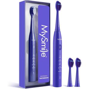 MySmile DY156 Electric Toothbrush for Adults, Rechargeable Sonic Battery Toothbrush Portable with 3 Brush Heads, 2 Mins 5 Modes Smart Timer, 45000VPM, One Charge for 60 Days – Pink(Violet)