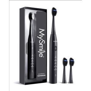 MySmile DY156 Electric Toothbrush for Adults, Rechargeable Sonic Battery Toothbrush Portable with 3 Brush Heads, 2 Mins 5 Modes Smart Timer, 45000VPM, One Charge for 60 Days – Pink(Black)