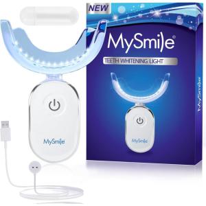 MySmile Teeth Whitening Accelerator Light, 28 LED Blue Light, Each 10 Minutes, USB Charger, Mouth Trays, 1 Pcs LED Light & 4ml Gel(1pcs Blue Light)